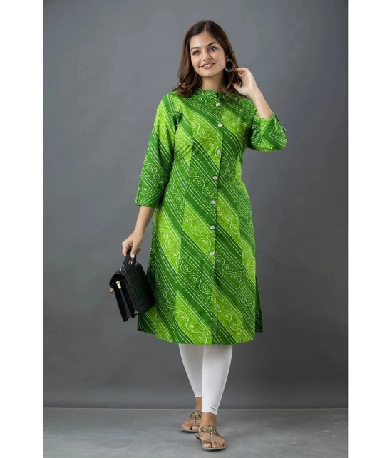 Lee Moda - Green Cotton Womens Front Slit Kurti ( Pack of 1 ) - None