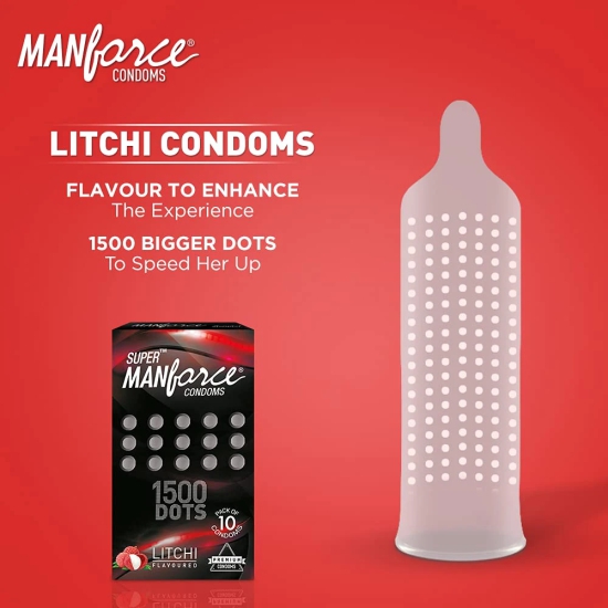 Manforce Overtime Orange and Litchi Flavoured Condoms 20 Pieces (Pack of 2)