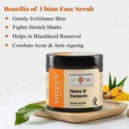 Shizen Bio-Cosmetics By Nature Honey & Turmeric Ubtan Scrub For Exfoliation & Pigmentation(100gm)