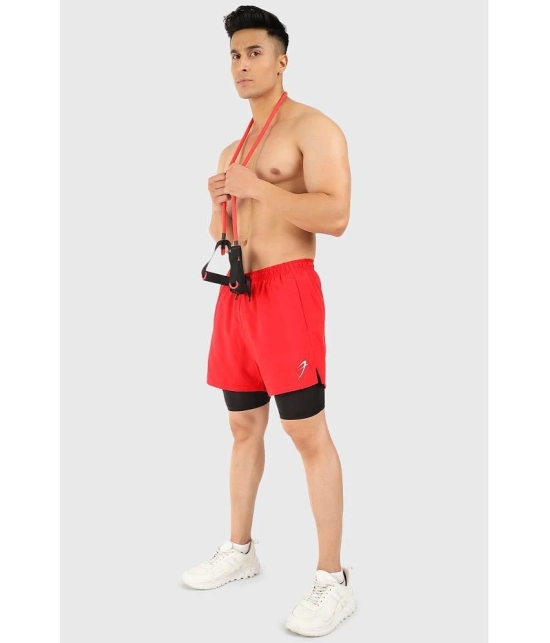 Fuaark Red Polyester Lycra Mens Gym Shorts ( Pack of 1 ) - None