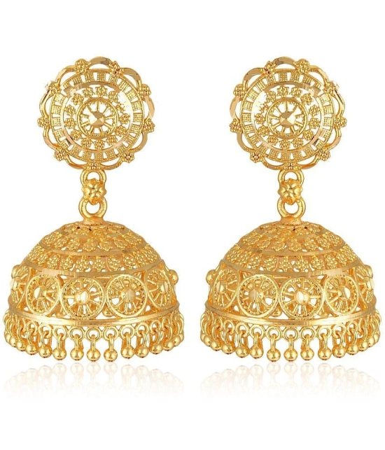 VIVASTRI Golden Jhumki Earrings ( Pack of 1 ) - Golden