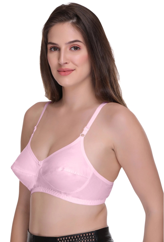 Sona C-108 Women Cotton Fabric Full coverage Non padded Non wired Pink Cotton Bra-30 / C / Pink