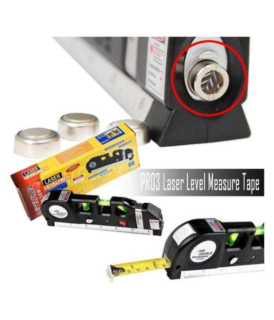 TechTest Level Laser Plastic Horizon Vertical Measure Tape Aligner Bubbles Ruler Multifunction Leveler Tool (Black)