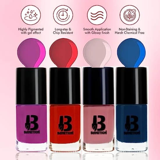 BANETION Nail Polish |Non UV - Gel Finish |Chip Resistant | Seaweed Enriched Formula| Long Lasting|Cruelty and Toxic Free| 9ml