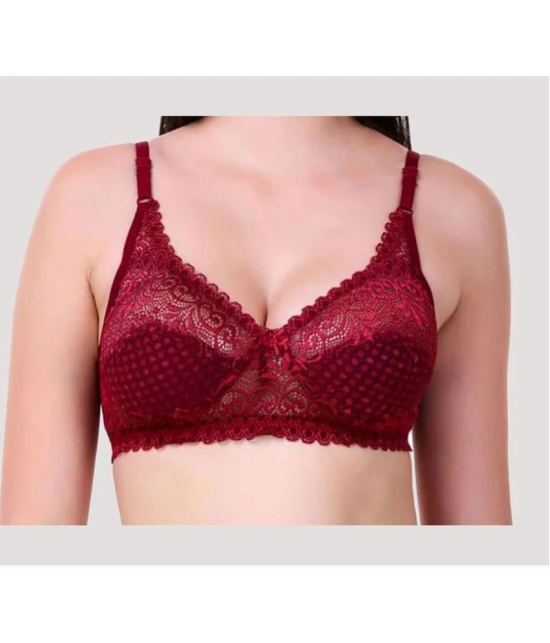 Kiran Enterprises Beige,Maroon Net Non Padded Womens Bralette Bra ( Pack of 2 ) - None