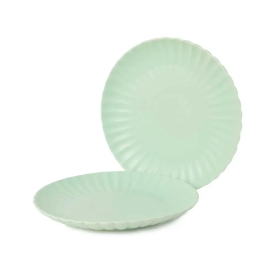 Ceramic Scallop Dinner Plate | Set of 2 Coral Pink