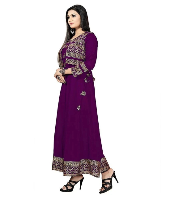 Estela - Purple Rayon Womens Jacket Style Kurti ( Pack of 1 ) - XXL