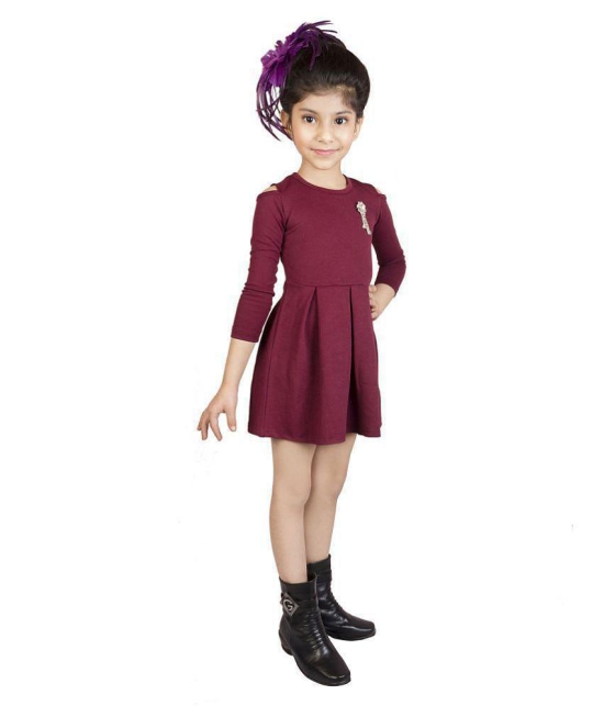 Addyvero Girls Cut Shoulder Maroon Party Dress - 4-5 Years