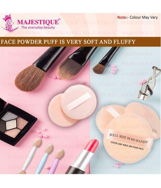 Majestique 2Pcs Flat Powder Puff with Grip, Makeup Sponge with Stick (Multicolor)