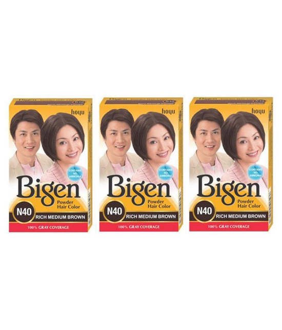 Bigen Rich Medium Brown Temporary Hair Color Light Brown 6 g Pack of 3