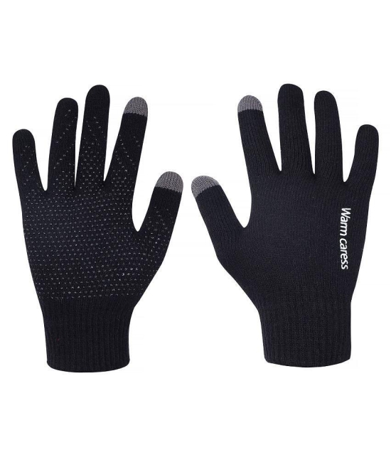 Zacharias Unisex Black Woolen Gloves For Winter - Black