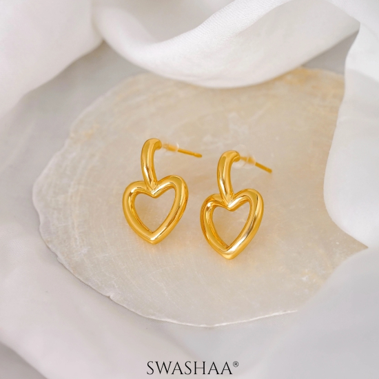 Titus Heart 18K Gold Plated Earrings-Gold