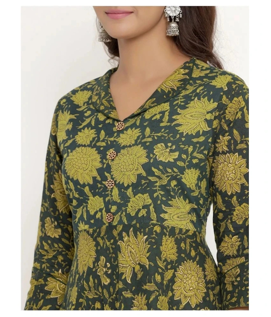 Angiya Green Cotton Anarkali Kurti - - 3XL