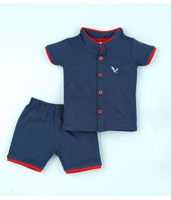 Macitoz - Navy Blue Cotton Baby Boy T-Shirt & Shorts ( Pack of 1 ) - None