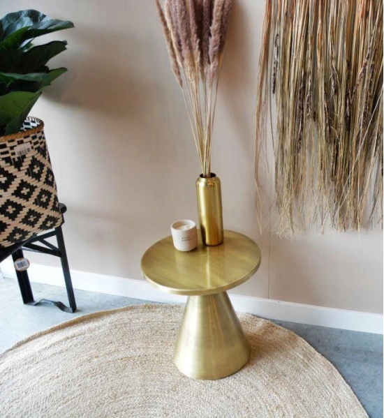 Brass Antique Side Table (Golden)-Golden