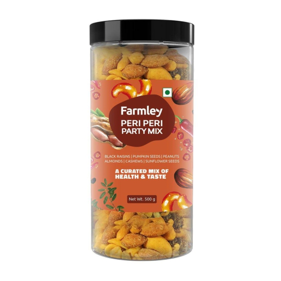 Farmley Peri Peri Party Mix 500 g Healthy Snacks Mixture of Dry Fruits, Nuts And Seeds