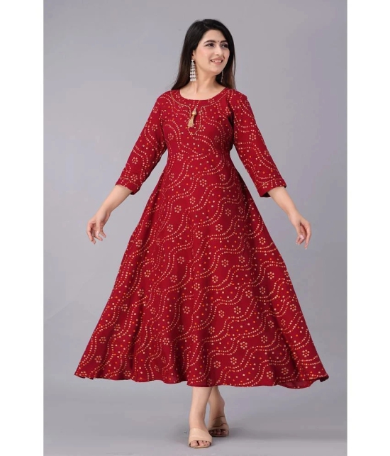 Smien - Maroon Rayon Womens Anarkali Kurti ( Pack of 1 ) - None