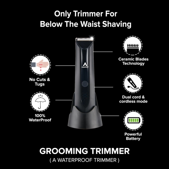 Man-Up Waterproof Cordless Trimmer for Men, LED Display, USB Rechargeable, 90 Mins Runtime, Pack of 2.-Man-Up Waterproof Trimmer for Men, Cordless, LED Display, USB Rechargeable, 90 Mins Runtime,