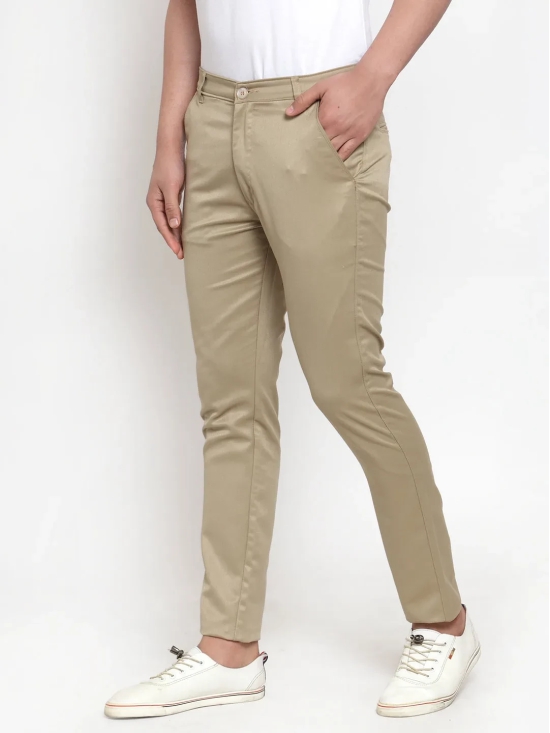 Indian Needle Men Beige Slim Fit Formal Trousers-30 / Beige