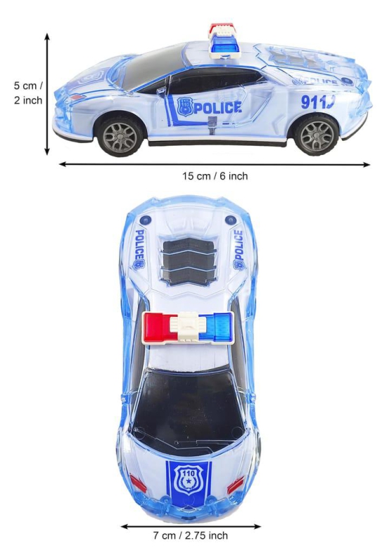 Humaira Plastic Friction Powered Lamborghini Police Car with 3D Lights and Music Siren Sound Toy