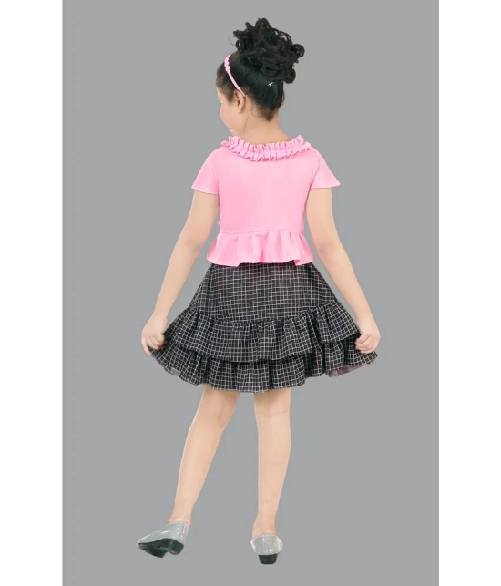 Coxxup Pink Crepe Girls Top With Skirt ( Pack of 1 ) - None