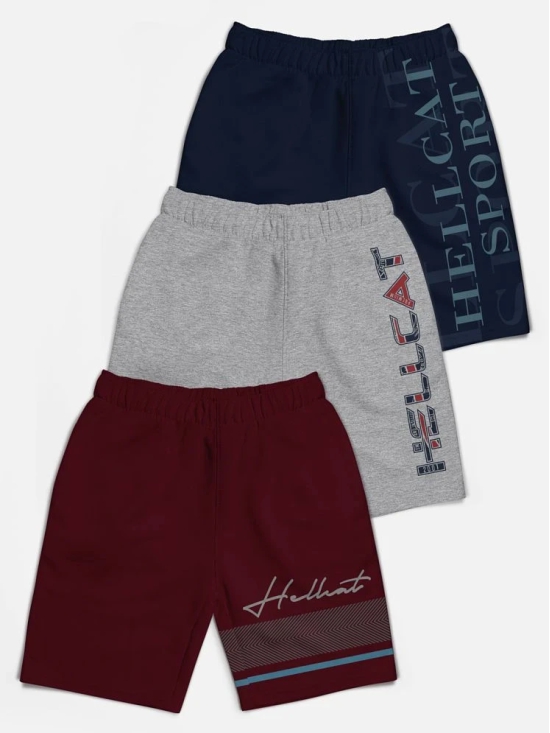 HELLCAT - Multicolor Cotton Blend Boys Shorts ( Pack of 3 ) - None