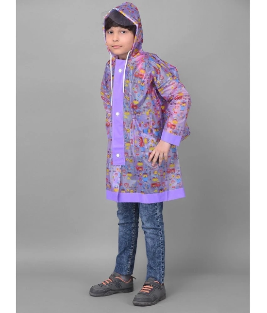 Dollar Rainguard Kids Full Sleeve Car Printed Long Raincoat With Adjustable Hood and Pocket - None