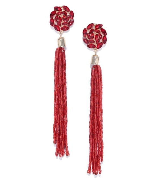 YouBella Jewellery Valentine Collection Celebrity Inspired Tassle Earrings for Girls and Women (Red) - Red