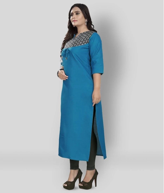 Rangrasiya - Blue Cotton Womens Straight Kurti ( Pack of 1 ) - L