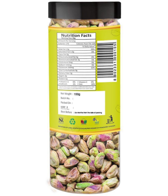 YUM YUM Premium Unsalted Pista Kernels without Shell 300g Jar (Pack of 2-150g Each) Pistachios