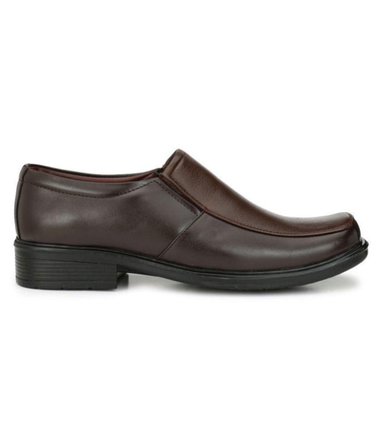 Leeport Slip On Artificial Leather Brown Formal Shoes - None