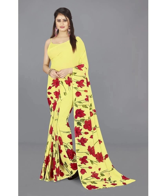 ANAND SAREES - Yellow Georgette Saree Without Blouse Piece ( Pack of 1 ) - Yellow