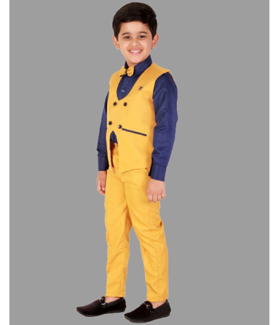 DKGF Fashion - Mustard Cotton Blend Boys Shirt & Pants ( Pack of 1 ) - None