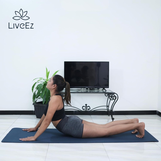 LiveEZ Anti-Skid Lightweight with perfect grip EVA Yoga Mat for Men and Women with Strap (6mm,Navy Blue color)