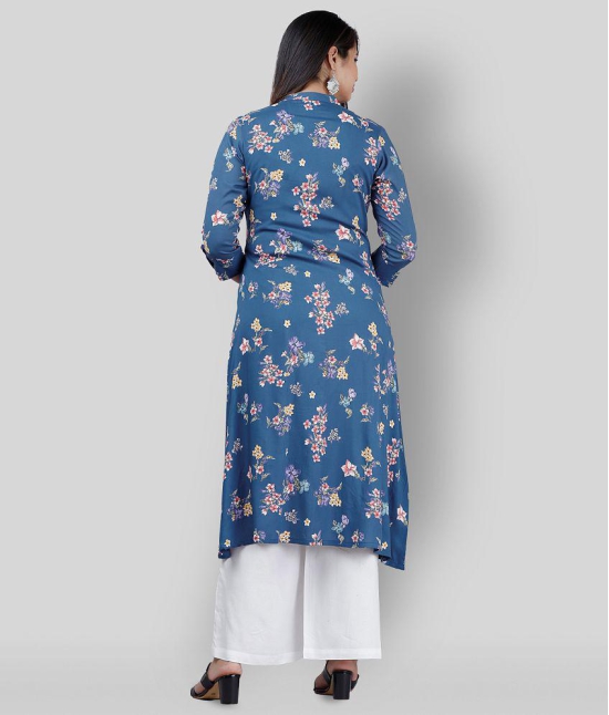 MAUKA - Blue Blue Straight Rayon Women''s Stitched Salwar Suit ( Pack of 1 ) - 5XL