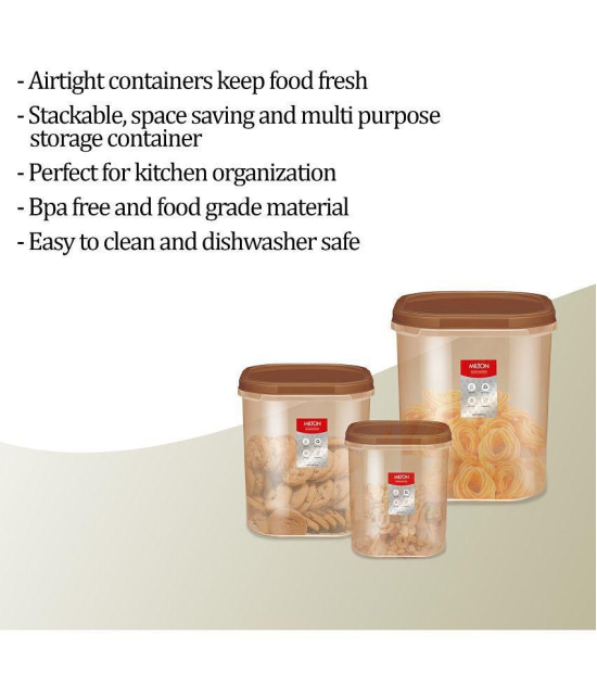 Milton Quadra Storage Container, Set of 3, 6000 ml, 8000 ml, 12000 ml, Brown - Brown