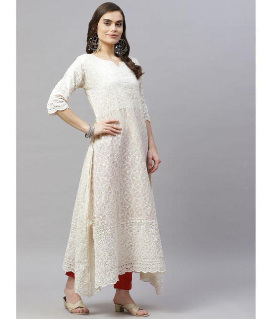 miravan - Beige Cotton Women''s Anarkali Kurti ( Pack of 1 ) - None