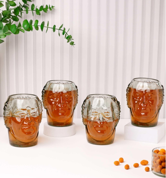 Small Old Monk Face Glasses 300ML (Set of 4)