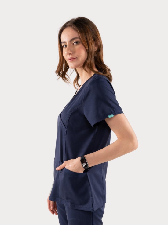 Free Motion Woven Scrub Top - Womens-S / Navy