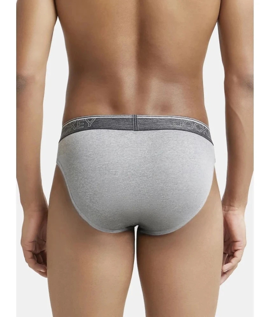 Jockey 8044 Men Super Combed Cotton Rib Solid Brief with Ultrasoft Waistband - Grey Melange - None