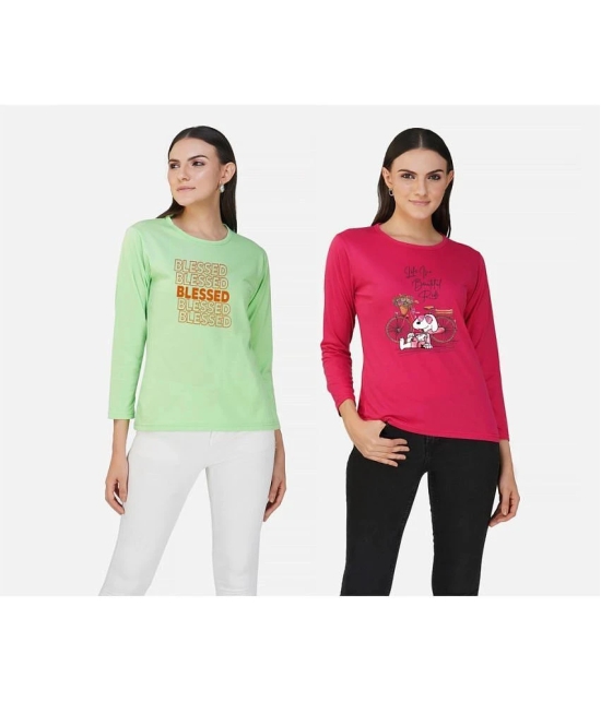 CHOZI - Multi Color Cotton Blend Regular Fit Womens T-Shirt ( Pack of 2 ) - None