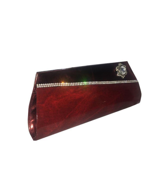 Apnav Maroon P.u. Magnit Button Fancy Clutch