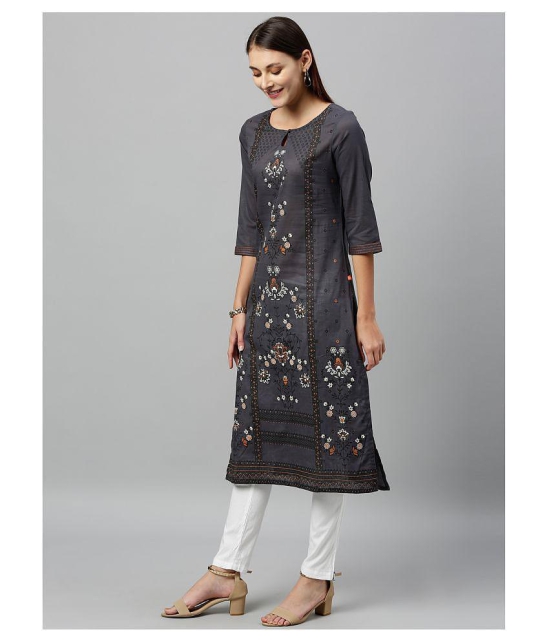 Alena Grey Cotton Straight Kurti - XXL