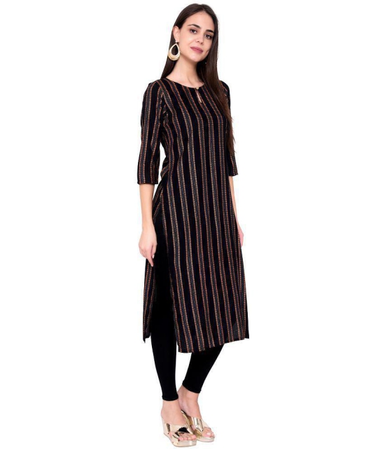 GOD BLESS Black Rayon Straight Kurti - Single - XS