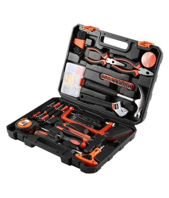 FAB Innovations 82 Pcs DIY Household Hand Tool Box with Screwdrivers Pliers Wrenches Hammer Saw Tool Kit Home Tool Set for Home Office Shed Garage Bike Car Electronics Test Repair Maintenanc