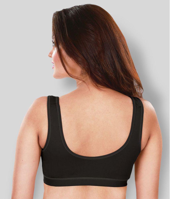 Dermawear Black Poly Cotton Solid Sports Bra - S