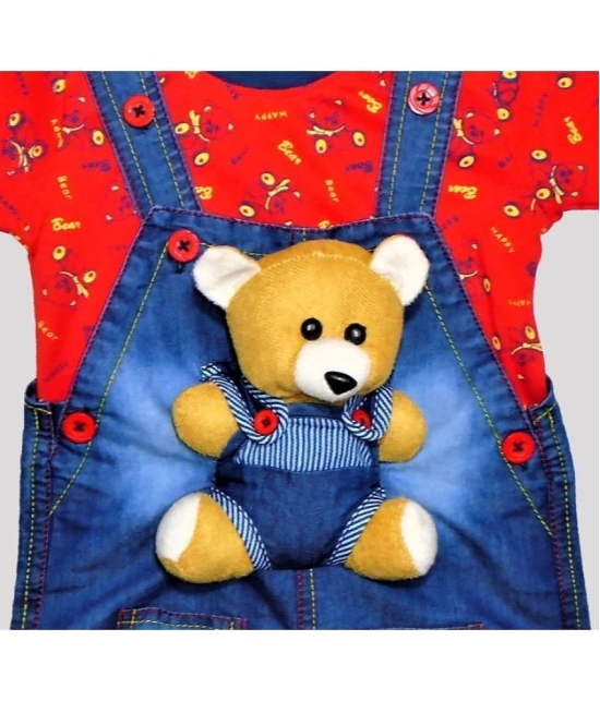 Wise Guys - Red & Blue Denim Baby Boy,Baby Girl Dungaree Sets ( Pack of 1 ) - None