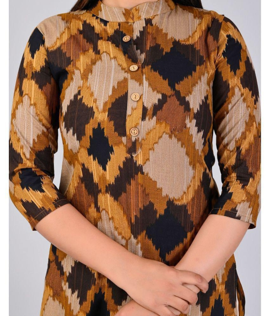 MAUKA Rayon Printed Kurti With Palazzo Women's Stitched Salwar Suit - Brown ( Pack of 1 ) - None