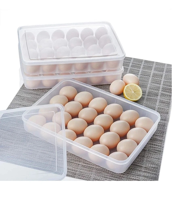 SHARUJA Multiprapose 24 Grid Egg Storage Refrigerator Container With Lid - Transparent Polyproplene Egg Container ( Pack of 1 ) - Transparent