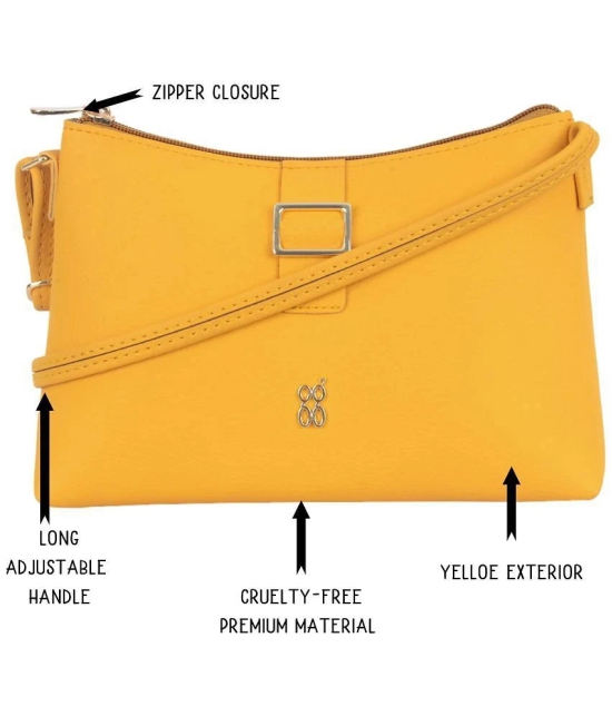 Baggit Yellow Faux Leather Sling Bag - Yellow